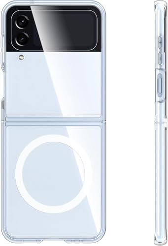 Image of NISHTECH Silicone for Samsung Galaxy Z Flip 3 5G Magnetic Transparent Case | Shock Proof Design & Camera Protection | Magsafe Wireless Charging Case | Sleek Hard Crystal Cover - Clear Back