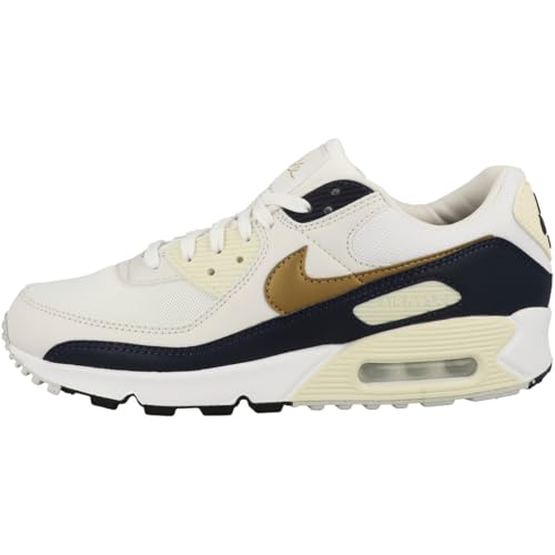 Nike Air Max 90 Next Nature Women's Shoes (HF3444-100, White/Obsidian/Coconut Milk/Metallic Gold) Size 7.5