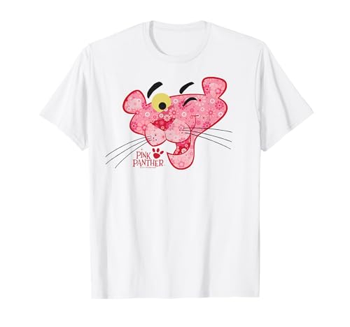 A pantera rosa enche uma cara grande com estampado floral t-shirt