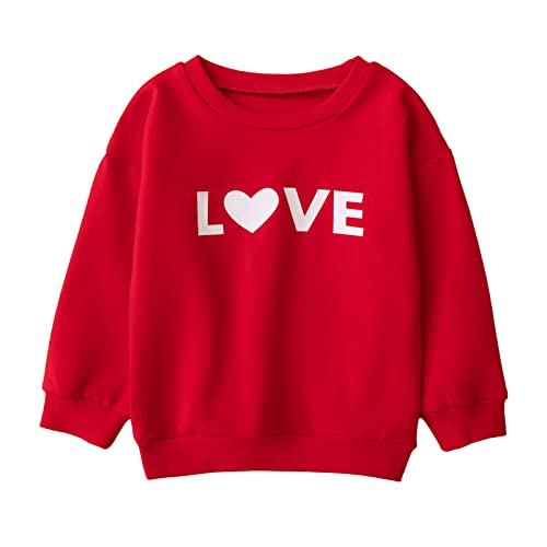 Toddler Baby Valentine's Day Outfit Boy Girl Sweatshirt Crewneck Pullover Long Sleeve Shirt Fall (RD1, 12-18 Months)