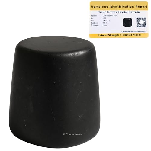 Image of Crystal Heaven Certified Shungite Healing Tumbled Stone,Natural Polished Crystals For Diy Crafts,Manifestation,Meditation,Pooja Feng Shui And Reiki Healing(30 Grams)