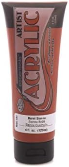 120ml TUBE OF ARTISTS QUALITY ACRYLIC CANVAS MURAL DECORATIVE PAINT BURNT SIENNA