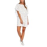 Mud Pie Tristan Women's Ruffle Sleeve Shirt Dress, White and Gray Camo, Large