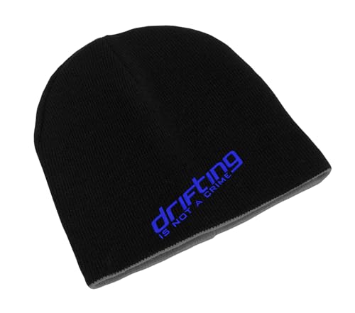Drifting is Not A Crime Bonnet d'hiver unisexe brodé double couche, Noir , taille unique