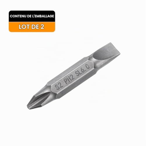QUARKZMAN Embout De Tournevis Double Extrémité 6mm PH2/Sl6 38mm L Gris 2Pcs – vue 3