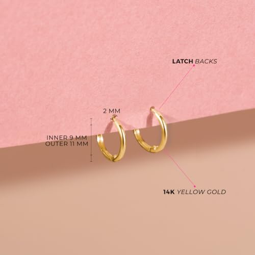 14k Yellow Gold Classic 9mm Polished Endless Hoop Earrings For Babies, Toddlers & Little Girls - Classic Hoop For Young Girls and Preteens4