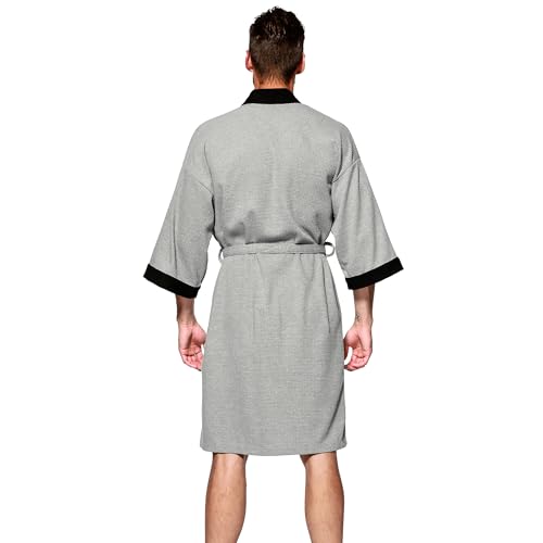 Haseil Men's Turkish Cotton Bathrobe Waffle Kimono Terry Cloth Hotel Spa Robes4