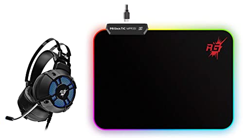 Image of Redgear Cosmo 7,1 USB Gaming Wired Over Ear Headphones with Mic with Virtual Surround Sound,50Mm Driver, RGB LEDs & Remote Control(Black) & MPR351 Soft Base Mousepad with 4 LED Spectrum Mode