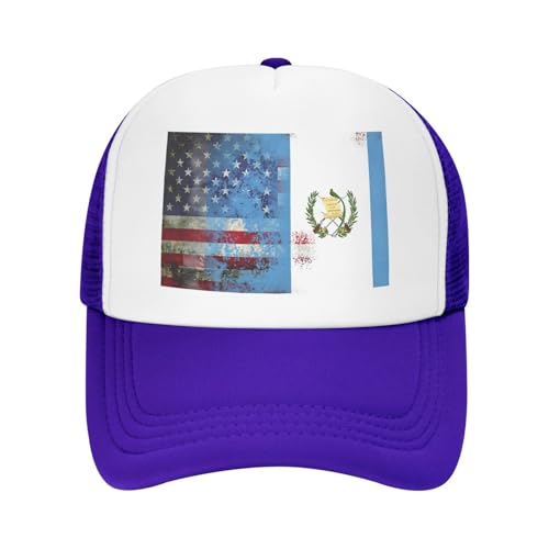 Retro American Guatemalan Flag Trucker Hat Snapback Mesh Baseball Cap Unisex2