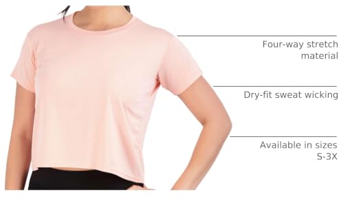 Image of Real Essentials 5 Pack: Women's Dry-Fit Crop Top Short Sleeve Shirts Workout Gym Cropped Athletic Tee (Available in Plus)