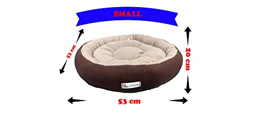 Image of Premium Small Size Dog Bed for Small Dogs and Puppies Anti Skid Bottom Washable Orthopedic Dog /cat Beds Cream /Brown