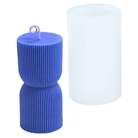 3D Candle Silicone Mould, Cylinder Candle Moulds, Large Round Vertical Candle Mould for Making Candles, Scented Candles, Soaps, Craft Ornaments, Easy to Demould (Small) Cover