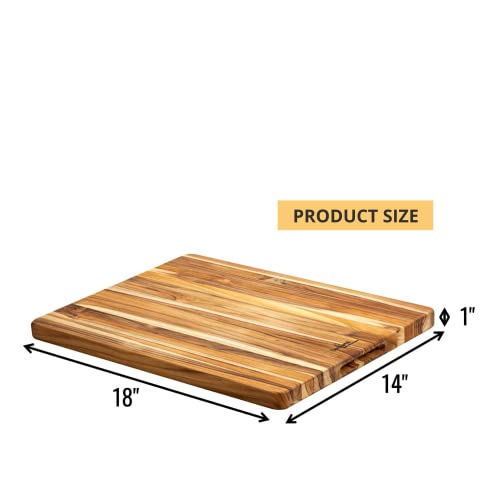 Beefurni Teak Wood Cutting Board With Hand Grip, Small Wooden Cutting Boards For Kitchen, Small Chopping Board Wood, Gifts For Mom, Gifts For Dad, 1 Year Warranty, (S, 18L X 14W X 1H Inches) #TOP2