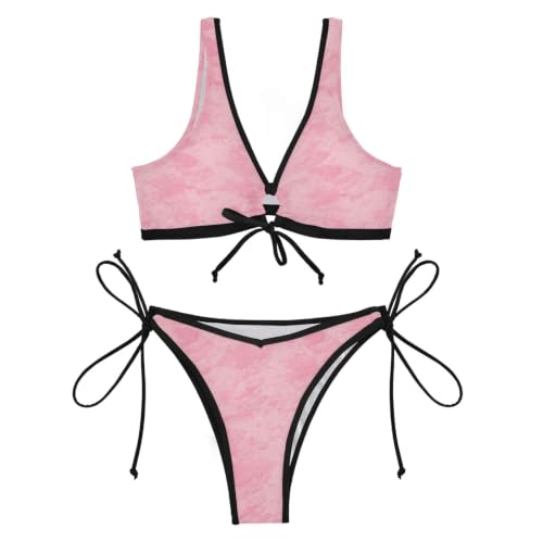 Bikini rosa regulable que evita marcas de bronceado para silueta natural 4