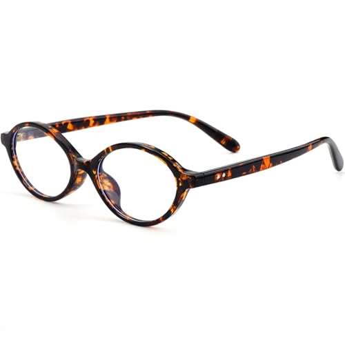 Image of AIEYEZO Small Oval Blue Light Glasses for Women Fashion Retro TR90 Oval Frames Computer Screen Glasses (Tortoise)