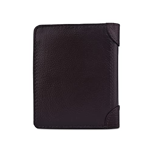 Image of Zeetap Genuine Leather Wallet for Men | RFID Blocking Wallet | Mens Leather Wallet with Zip | Slim Bifold Wallet with 9 Card Slots | Gift for Men (Dark Brown)