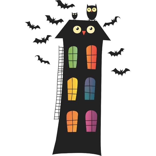 Vinilo Decorativo Halloween Búho y Murciélagos 24x35.4 in