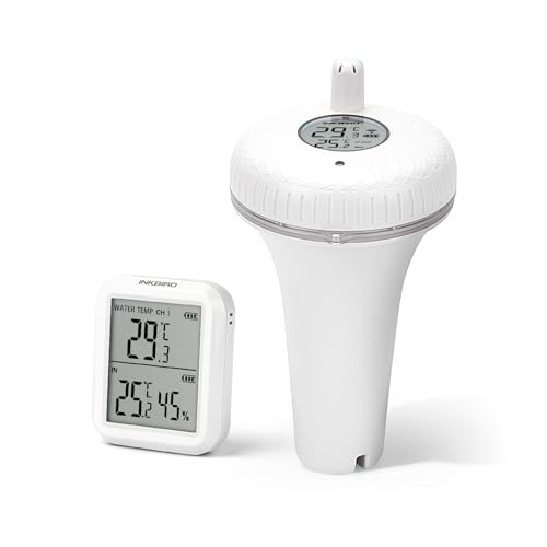 Inkbird Thermomètre de Piscine Flottant sans Fil Radio avec Moniteur, Surveillance à Distance Thermometre de Température d'eau, Grand Écran