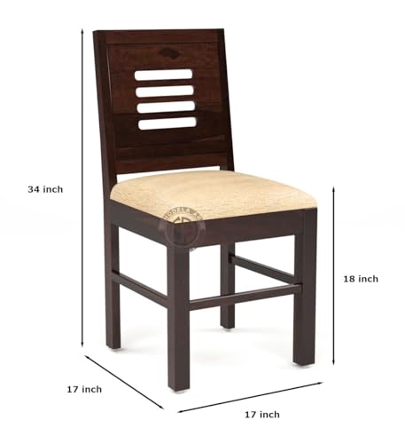 Image of Sheesham Wood Oval Dining Table with Cushion Chairs Set for Home Hall | Solid Wood Dinner Table with Chairs for Hotels | Dining Room Sets (Walnut Finish 2, 4 Seater)