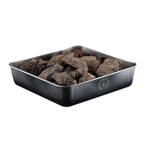 Jo Semola Dampfschüssel aus Edelstahl mit Lavasteinen, 20 x 20 x 5 cm, 1,5 kg