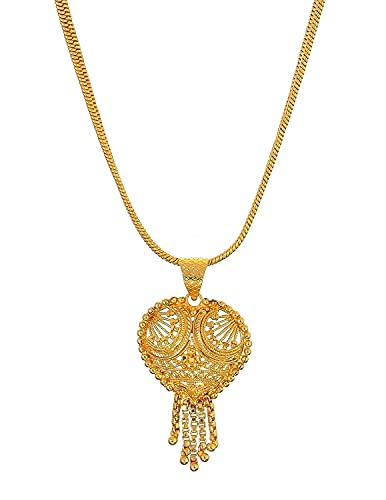 Image of Handicraft Kottage 1 gm Micro Gold plated Stylesh Modern Brass Chain Pendant locket Necklace for Men,women and kids Ganesh ganapti ganpati bappa (Style3)