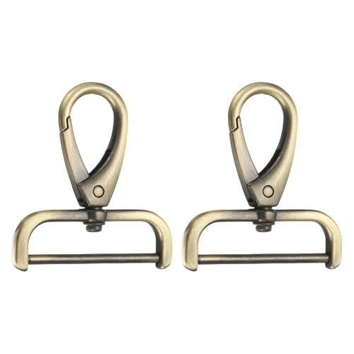 QUARKZMAN 2 sztuki Odpinanego karabińczyka Obrotowy karabin 1 1/2" D-Ring z obrotowym zapięciem typu szczypcowe do paska na torebkę, breloka do kluczy, torba, DIY rękodzieło, mosiądz