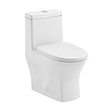 Carlton MacKenzie One-Piece 14' Rough-in 1.1/1.6 GPF Dual Top Flush Round Toilet in Glossy White