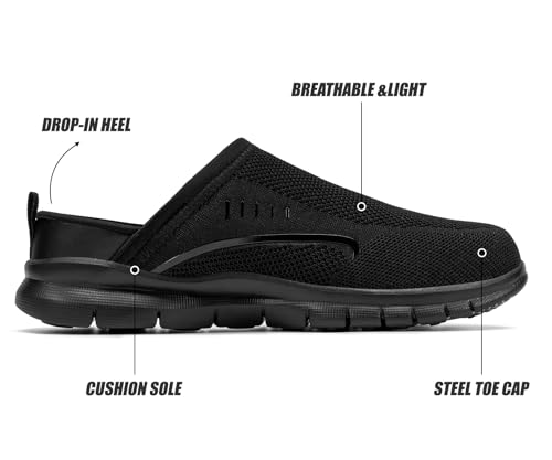 Image of LARNMERN Slip on Steel Toe Shoes for Men Women Composite Toe Shoes Slip on Sneakers Work Safety Shoes Comfortable Lightweight Construction Running Walking Tennis Shoes
