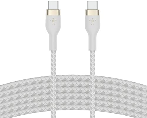 Belkin BoostCharge Pro Flex Braided USB Type C to C Cable (3M/10FT), USB-IF Certified Power Delivery PD Fast Charging Cable for MacBook Pro, iPad Pro, Galaxy S21, Ultra, Plus and More - Black