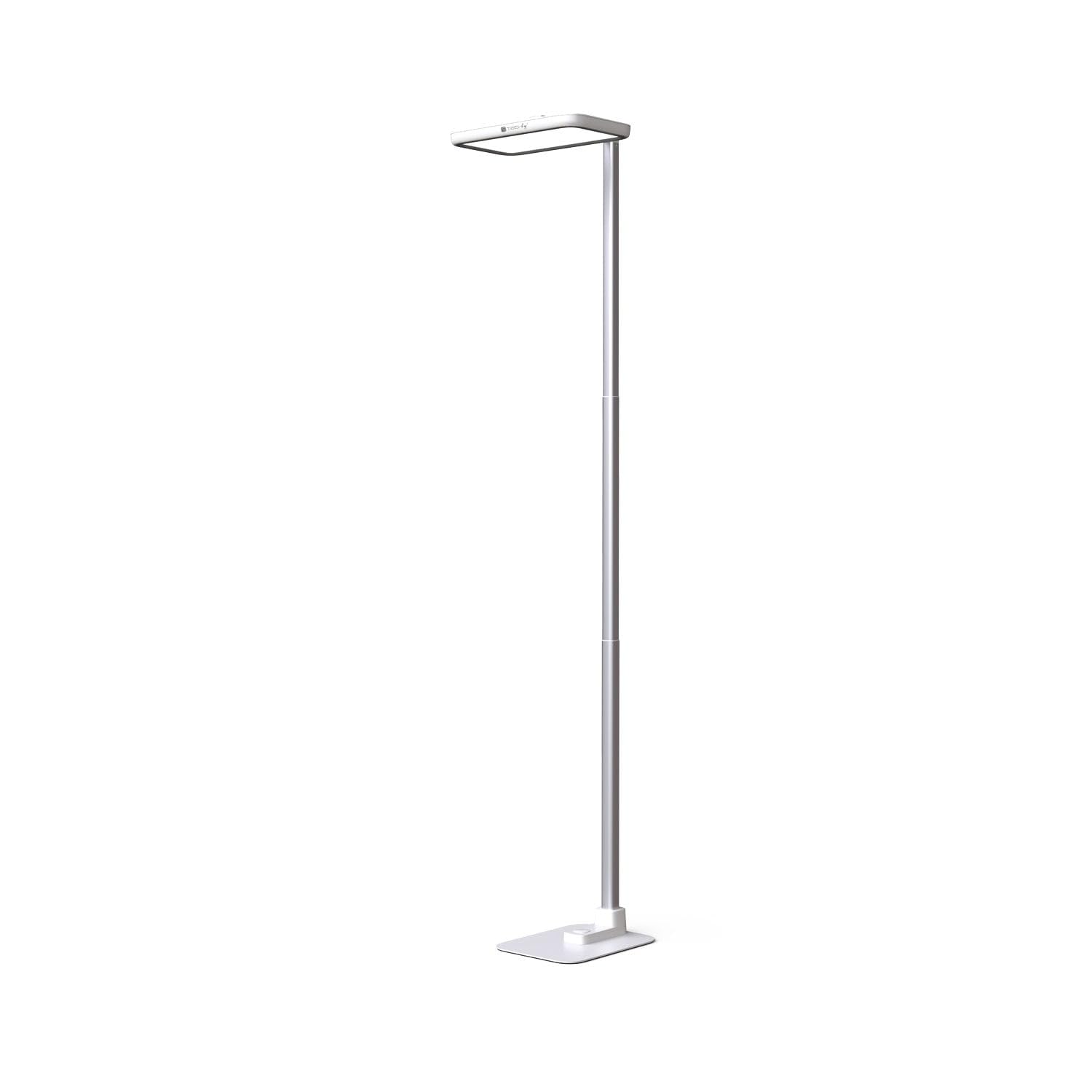 Techly 624322 Lampada LED da Pavimento Ricaricabile con Altezza Regolabile, Bianca Bianco