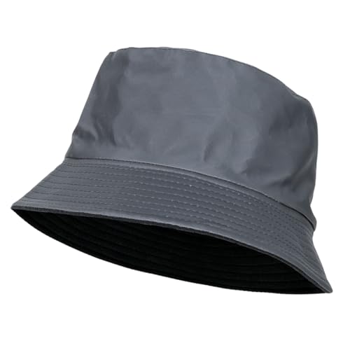 QILZO Gorro de Lluvia Impermeable Plegable Sombrero de Pescador Gorro para Hombres y Mujeres Gorro con Forro Interior Ideal para Senderismo, Deportes al Aire Libre, Color Gris