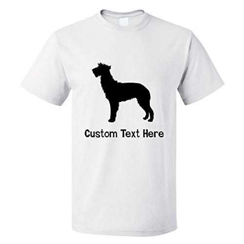 Custom Funny Graphic T Shirts for Men Scottish Deerhound Silhouette Cotton Top White Personalized Text Here 3X Large