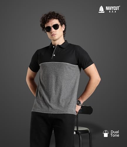 Image of Men's Polo T-Shirt | Regular Fit Short Sleeve Shirt with Collar | Solid Color Casual & Sport Polyester Top for Men | Machine Washable