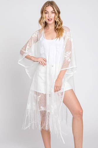 Image of RIAH FASHION Bohemian Sequin Glitter Shawl Wrap Poncho - Kimono Cardigan, Sparkly Metallic Mesh Scarf, Open Knit Crochet