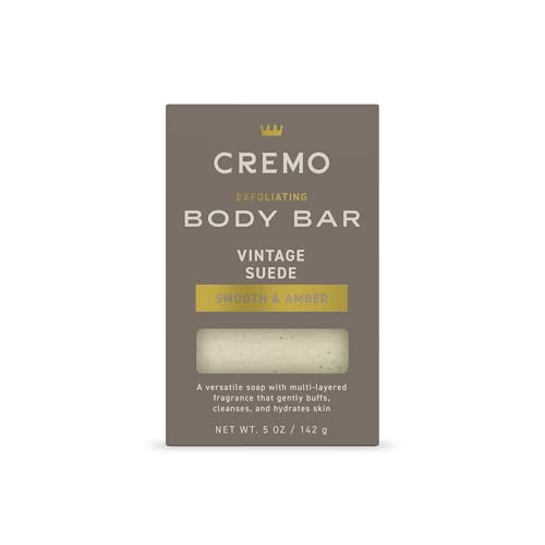 Cremo Exfoliating Body Bar for Men, Vintage Suede Scent, 5oz