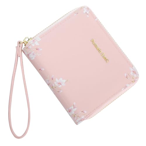 Pomelo Best Small Womens Wallet Leather Credit Holder RFID Blocking with Coin Pocket Zip Around Wristlet Ladies Wallets