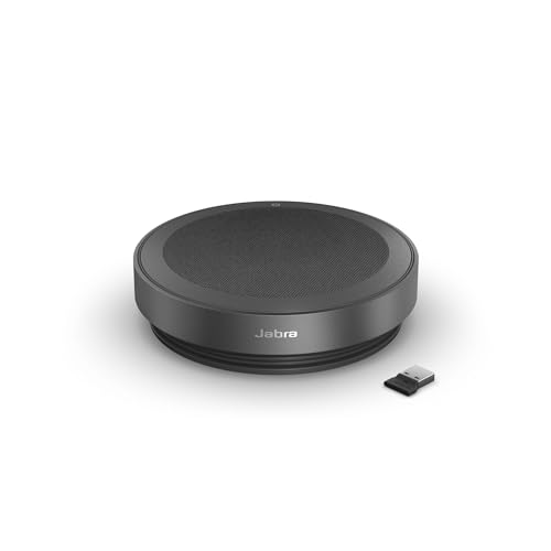 Image of Jabra Speak2 75 Wireless Bluetooth Speakerphone with USB-A Bluetooth Adapter, 4 Noise-Cancelling Mics and Full-Range 65mm Speaker - Certified for Zoom and Google Meet - Dark Grey