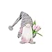 Super Idee Stehende Niedliche Wichtel mit tulpen Blumensträuße Süßer Zwerg Wichtel Figuren Geschenk für Frauen Mama Hochzeitstag Freundin Ehefrau Muttertag Dankeschön Maße 37 x 8 x 6 cm (Grau)