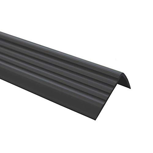 TMW Profiles PVC Bullnose Stair Nosing 40mm × 25mm – Self-Adhesive – Anti-Slip, 1.18m (Black)