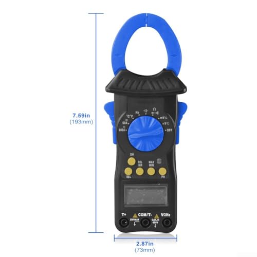 Pinza Amperimétrica Digital con Rango Automático y Medición True RMS de AC hasta 600A, 600V, Mordaza de 38mm para Sujeción Segura (Azul) miniatura 6