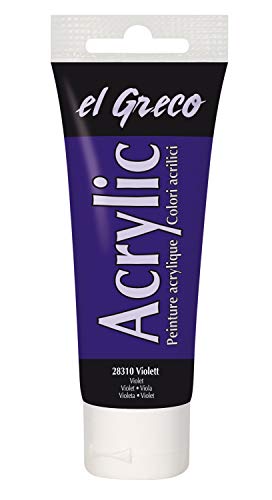 KREUL 28310 - El Greco Acrylic, 75 ml Tube in violett, hochpigmentierte, glänzende Acrylfarbe in Studienqualität, buttrig vermalbar, für pastose Malerei