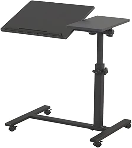 XICEN Table Lap Desk for Laptop Rolling Cart Tilting Overbed Bedside Table Overbed Desk Overbed Table with Wheels Adjustable Laptop Stand Sofa Side Table (Black)