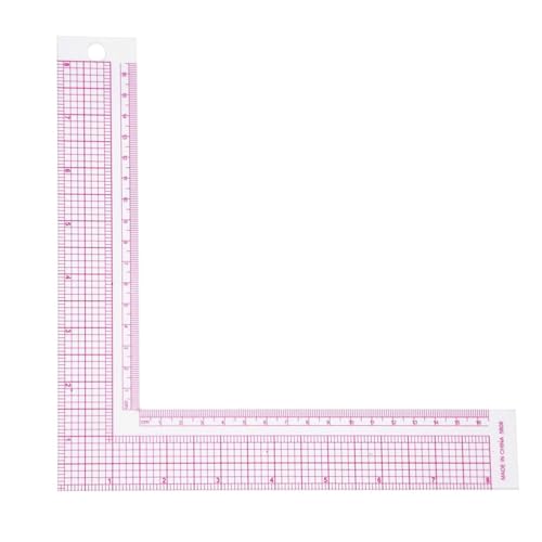 Agatige Plastic L Square Shape Sewing Ruler, French Curve Fabric Measure Tailor Ruler 90 Degree Clear Professional Tailor Craft Tool with Grid Lines for Drawing Measuring Supplies(5808)