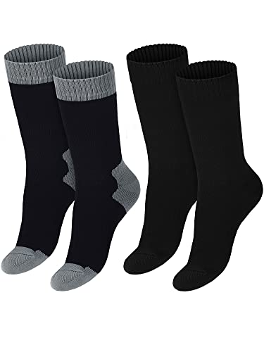 2 Paar wasserdichte Socken, Unisex, atmungsaktiv, wasserdicht, Wandern, Laufen, Skifahren, Angeln, Radfahren, Kajakfahren, Outdoor-Sport, große Größe, Schwarz, Grau Cover
