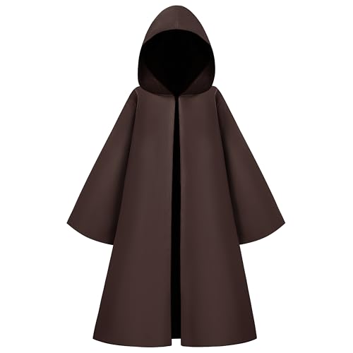 Spooktacular Creations Boys Halloween Costumes, Kids Knight Cloak Tunic Hooded Robe, Brown Toddler Knight Costume for Halloween Cosplay Role Play Parties(Medium (8-10 yrs))