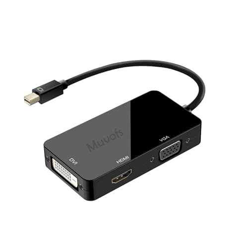 Image of Mini Display Port DP Male to HDMI /DVI /VGA Female 4k Adapter, Any one Function Thunderbolt Converter Hub 3 in 1, Black
