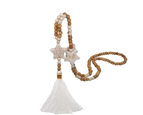 JIAHEY Vintage Turquoise Ronde Tassel Pull chaîne Collier Bohême Boho Main Long Bois Collier de Perle Mesdames joaillierie (Type 4)