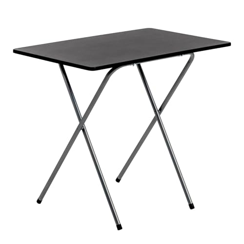 Harbour Housewares 80cm Wooden Folding Computer Desk - Silver Frame, Black Top - Laptop Notebook...