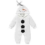 GRNSHTS Baby Boy Girls Christmas Romper Toddler One-Piece Velvet Hoodied Snowman Costume Xmas Clothes Jumpsuit (6-12 Months)