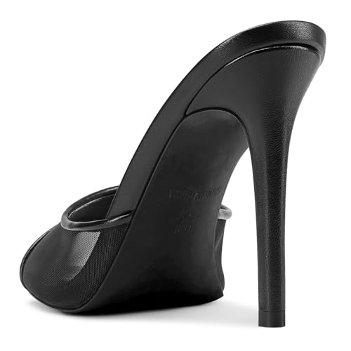 Image of TNYNFBEB Women Stiletto High Heel Peep Open Toe Sandals Slingback Slip-on Wedding Office Cute Basic Classic 3.9 Inches Heels